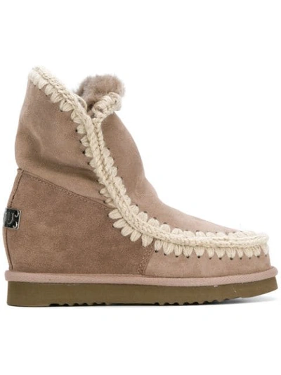 Mou Wedge Heel Eskimo Boots In Grey