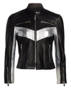 THE MIGHTY COMPANY Chevron Collar Metallic Contrast Leather Jacket