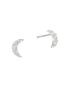 ANZIE Sterling Silver & White Sapphire Mini Moon Stud Earrings