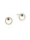 ZOË CHICCO 14K Rose Gold & Black Diamond Mini Circle Stud Earrings