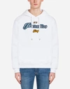 DOLCE & GABBANA COTTON SWEATSHIRT WITH PATCHES AND HOOD,G9MJ7ZG7OWRW0800
