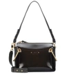 Chloé Roy Small Patent Leather Shoulder Bag In Deep Forest