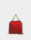 STELLA MCCARTNEY FALABELLA VELVET MINI TOTE IN RED COTTON