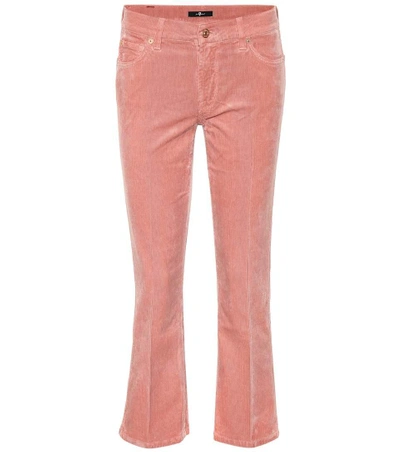 7 For All Mankind Cropped Mid-rise Bootcut Jeans In Pink