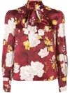 ALICE AND OLIVIA floral print tie neck blouse