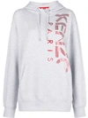 KENZO KENZO LOGO PRINT HOODIE - GREY