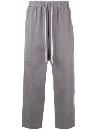 Rick Owens Cropped Track Trousers In Blue