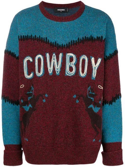 Dsquared2 Cowboy Printed Sweater In Red