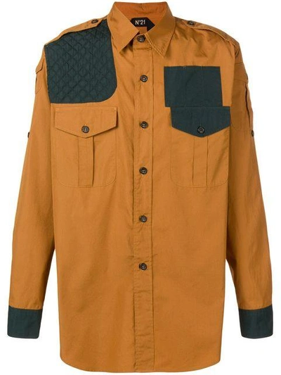 N°21 Contrast Panel Shirt In Yellow
