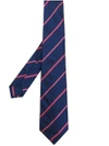 KITON KITON EMBROIDERED STRIPE PATTERN TIE - BLUE