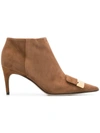 SERGIO ROSSI SERGIO ROSSI EMBELLISHED ANKLE BOOTS - BROWN