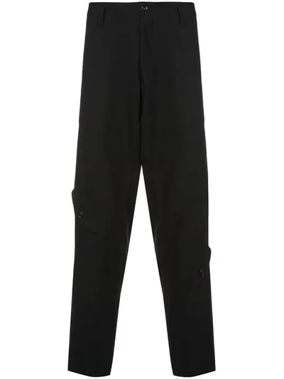Yohji Yamamoto Cargo Pocket Tapered Trousers In Black