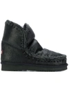 Mou Whipstitched Ankle Boots - Black In Black