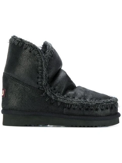Mou Whipstitched Ankle Boots In Black