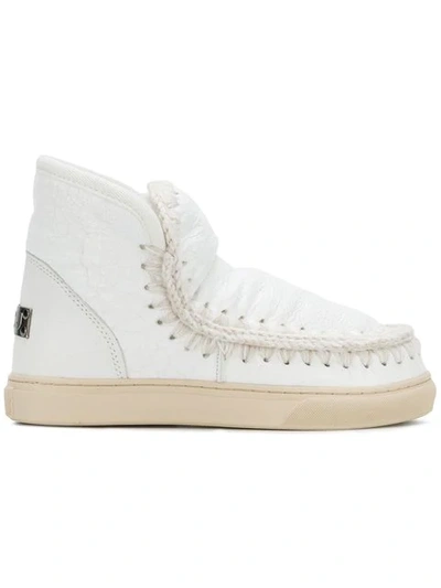 Mou Whipstitched Ankle Boots In White