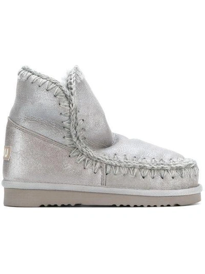 Mou Whipstitched Ankle Boots In Grey