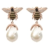 Latelita London Honey Bee Baroque Pearl Drop Earring Rosegold