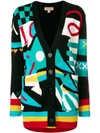 BURBERRY BURBERRY MULTI-PATTERNED CARDIGAN - BLACK