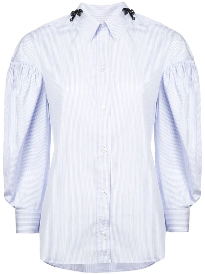 Simone Rocha Striped Puff Sleeve Shirt - Blue