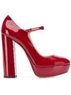 Miu Miu Mary Jane Platform Patent Pumps In Red