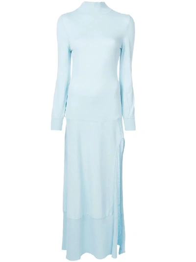 Jacquemus Baya Cutout Stretch Cotton-blend Maxi Dress In Blue