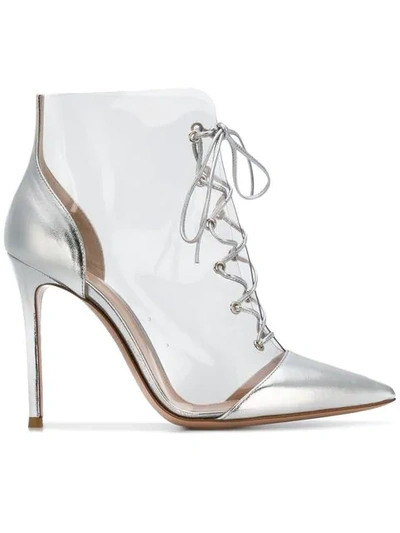 Gianvito Rossi Lace-up Ankle Boots In Silver