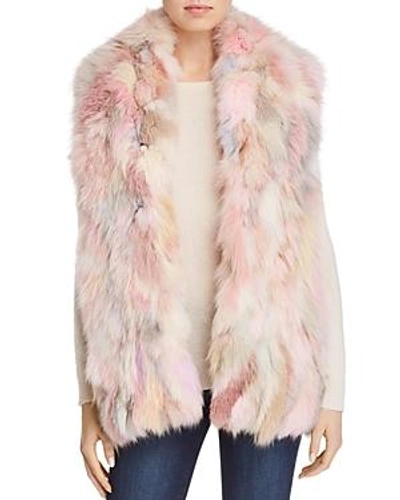 Adrienne Landau Fox-fur Waistcoat In Pastel/multi