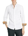 Burberry Sherwood Monogram Motif Slim Fit Stretch Poplin Button-up Shirt In White
