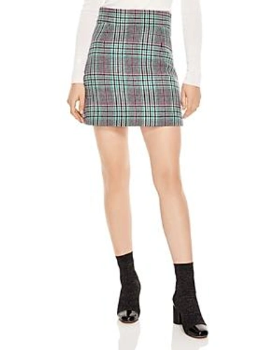 Sandro Freedom Houndstooth Plaid A-line Skirt In Pink