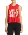 SPIRITUAL GANGSTER LOVE ALWAYS WINS CROPPED MUSCLE TANK,FA83611003