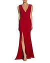 Dress The Population Sandra Plunging V-neck Sleeveless Crepe Gown In Garnet
