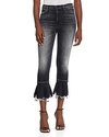 MOTHER CHA CHA DISTRESSED RUFFLE-HEM CROPPED FLARED JEANS IN LEAVE THE LIGHT ON,1213-394