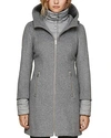 SOIA & KYO ROONEY HOODED MIXED MEDIA COAT,ROONEY