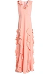 MIKAEL AGHAL WOMAN RUFFLED CREPE GOWN PEACH,US 3024088872781182