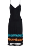 SACHIN & BABI SACHIN & BABI WOMAN BOSHORUS EMBELLISHED SILK SLIP DRESS BLACK,3074457345619258763