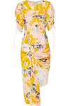 ALICE MCCALL WOMAN ASYMMETRIC CUTOUT FLORAL-PRINT SILK DRESS SAFFRON,US 2243576767540977