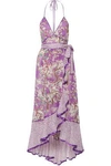 MARC JACOBS MARC JACOBS WOMAN RUFFLED PRINTED COTTON AND SILK-BLEND HALTERNECK DRESS LAVENDER,3074457345618983602