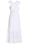 ALICE MCCALL WOMAN RUFFLED BRODERIE ANGLAISE COTTON MIDI DRESS WHITE,AU 1188406768872597