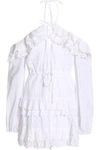 ALICE MCCALL ALICE MCCALL WOMAN COLD-SHOULDER RUFFLED BRODERIE ANGLAISE COTTON MINI DRESS WHITE,3074457345618888462