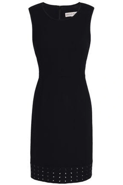 Emilio Pucci Eyelet-embellished Stretch-wool Crepe Mini Dress In Black