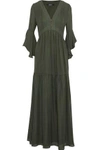 BADGLEY MISCHKA WOMAN SILK CREPE DE CHINE MAXI DRESS ARMY GREEN,AU 1016843419677415