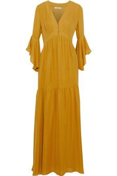 Badgley Mischka Silk Crepe De Chine Maxi Dress In Saffron