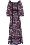 ANNA SUI WOMAN LACE-TRIMMED PRINTED COTTON AND SILK-BLEND MAXI DRESS MAGENTA,GB 1016843419799913