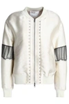 3.1 PHILLIP LIM / フィリップ リム WOMAN LACE-TRIMMED DUCHESSE SATIN BOMBER JACKET IVORY,US 2243576767694119