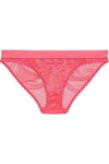 STELLA MCCARTNEY STELLA MCCARTNEY WOMAN LACE AND MESH LOW-RISE BRIEFS BUBBLEGUM,3074457345619316018