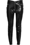 RTA WOMAN ZIP-DETAILED PATENT-LEATHER SKINNY PANTS BLACK,US 1016843419784087