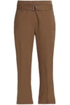 BRUNELLO CUCINELLI BRUNELLO CUCINELLI WOMAN CROPPED COTTON-TWILL TAPERED PANTS LIGHT BROWN,3074457345619215121