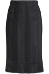 BRUNELLO CUCINELLI BRUNELLO CUCINELLI WOMAN PLEATED STRETCH-KNIT SKIRT BLACK,3074457345619231312