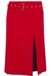 HELMUT LANG HELMUT LANG WOMAN BELTED PLEATED WOOL-BLEND TWILL SKIRT RED,3074457345618978615
