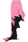 RONALD VAN DER KEMP RONALD VAN DER KEMP WOMAN ASYMMETRIC RUFFLED WOOL AND SILK-BLEND MAXI SKIRT PINK,3074457345618909261